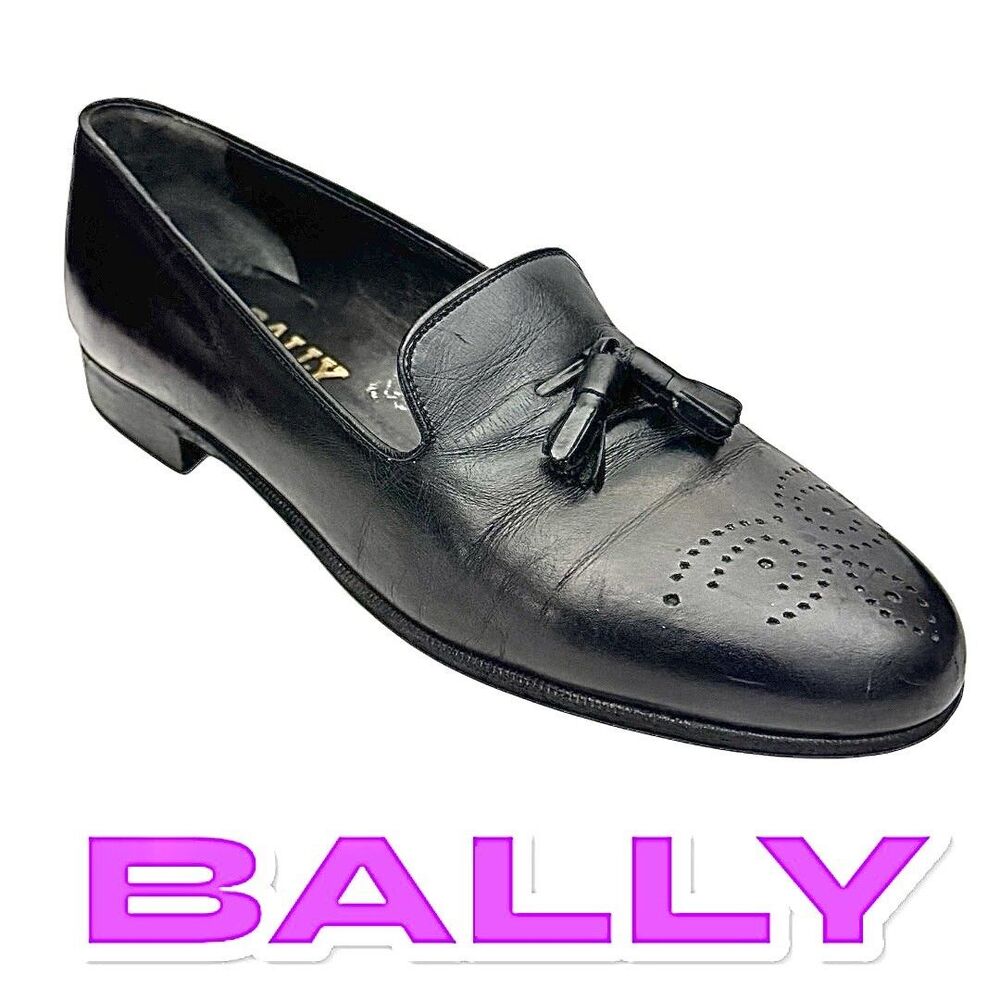 Bally Of Switzerland Men's Black Leather Shoes Size 9 D Used Made In Switzerland